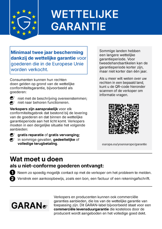 Legal guarantee notice NL